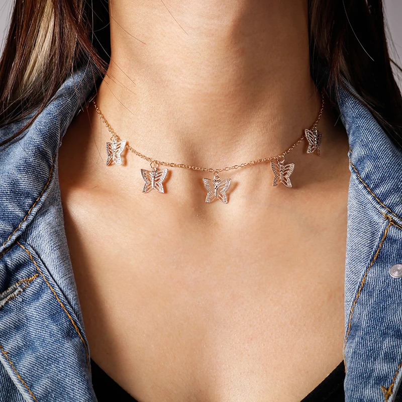Aihua Niedliche kleine türkische Glücksauge-Schmetterlings-Halskette für Frauen, Statement-Halskette, Halsketten, Chocker, Damenschmuck – Detail 14