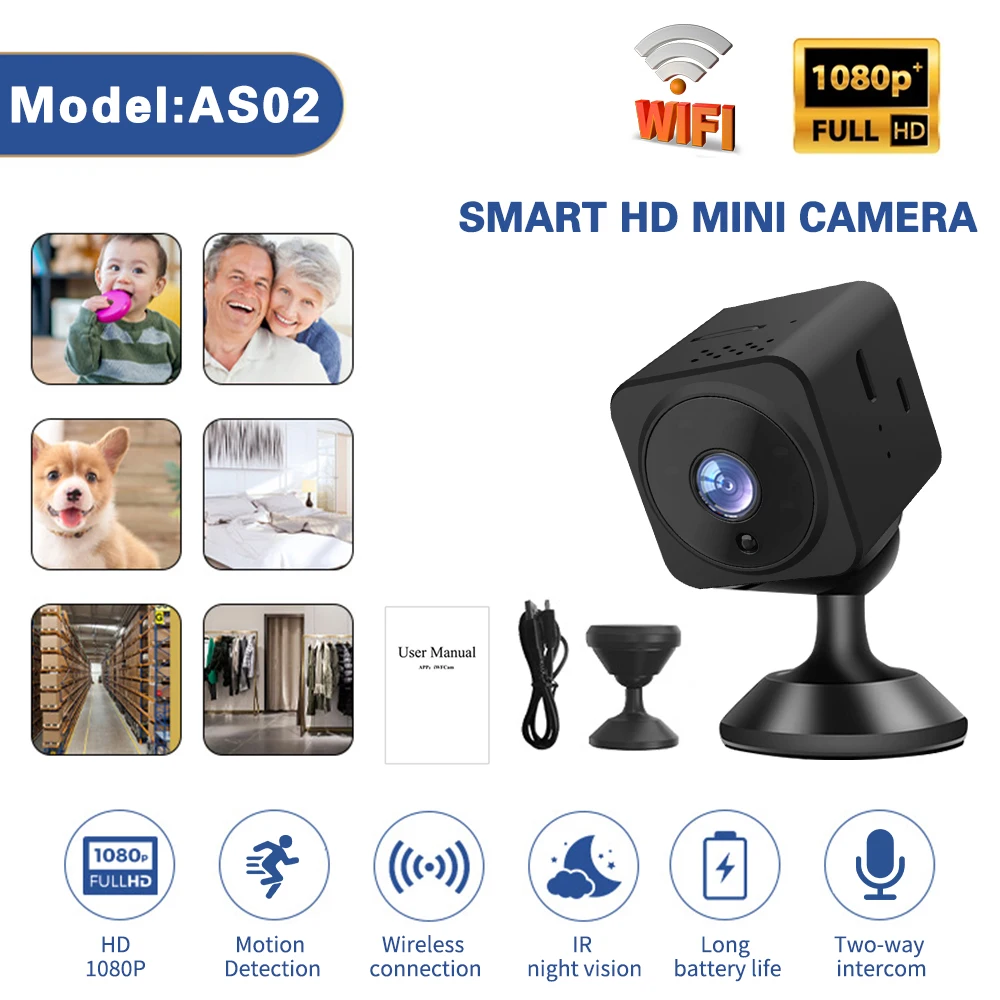 

1080P HD Mini Wireless WiFi Camera With Night Vision Motion Detection Remote View Cam Dual Voice Intercom Security Camera