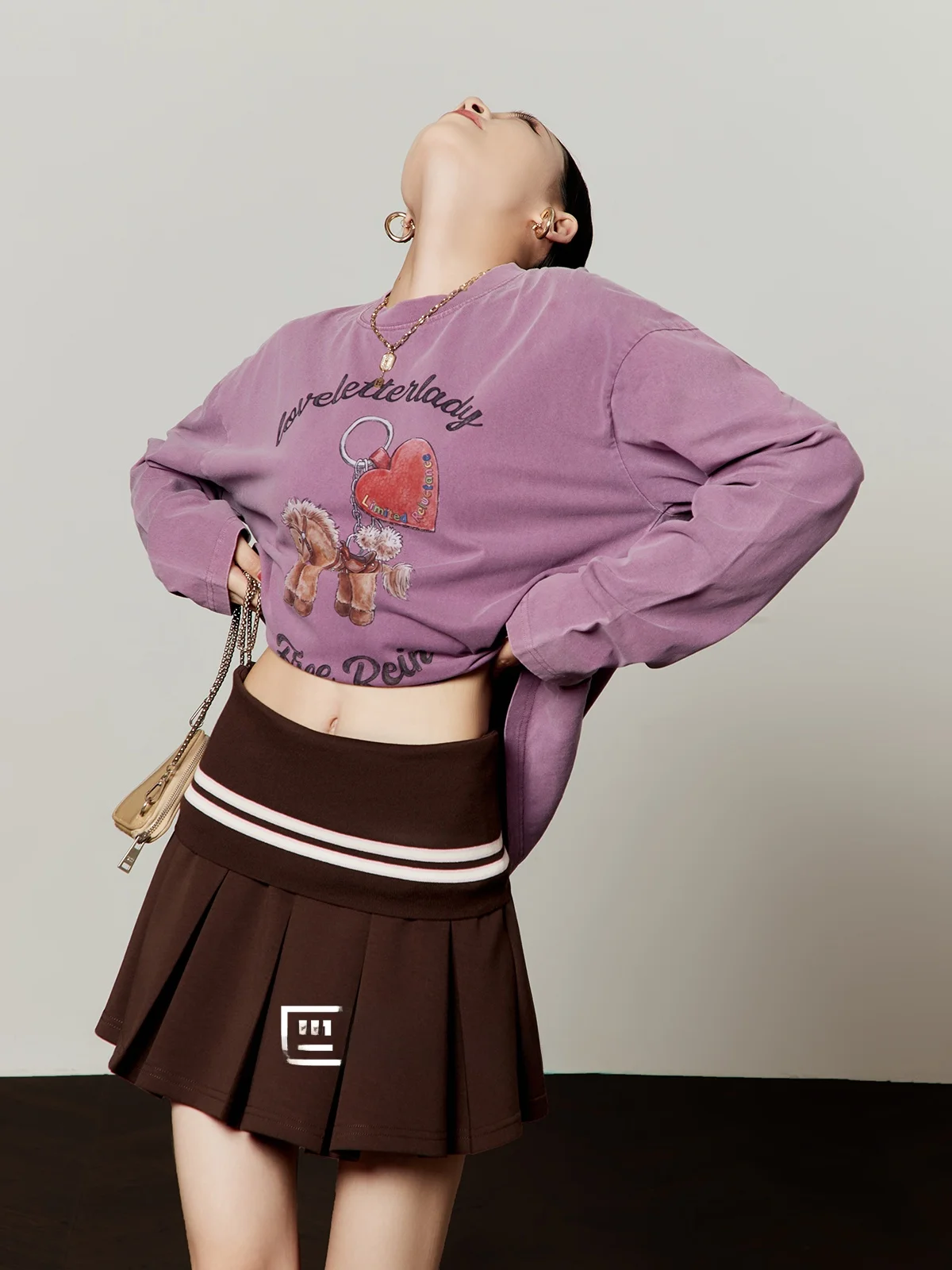 

Loose Long Sleeve T-Shirt Women's Fashionable Printed Casual Top Vintage Style Slimming Trendy Spring 2026 New Arrival
