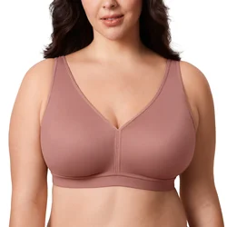 Women's Wireless Bra Plus Size Support Comfort Full Coverage Unlined No Underwire Smooth B C D DD E F