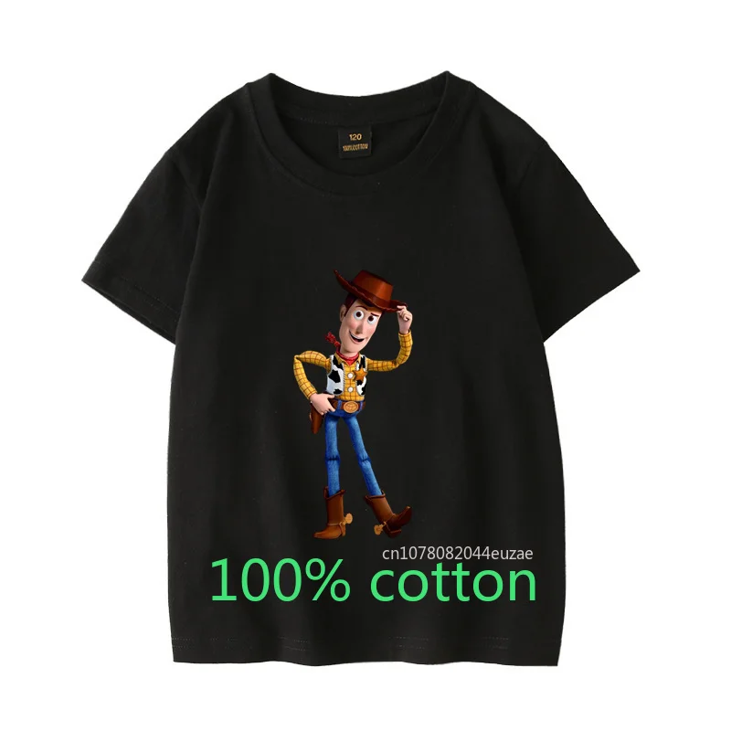 Summer 100%Cotton Children Kids Crewneck Short Sleeve Tshirt  Anime Cartoon Toy Story Fashion Breathable Clothes Printing TShirt