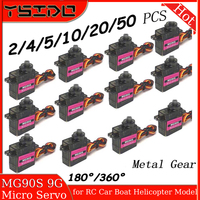 2-50Pcs MG90S 9g Micro Servo Metal Gear 4.8V-6.0V for RC Helicopter Plane RC Boat RC Car Trex 450 RC Robot Arm RC Upgraded Parts