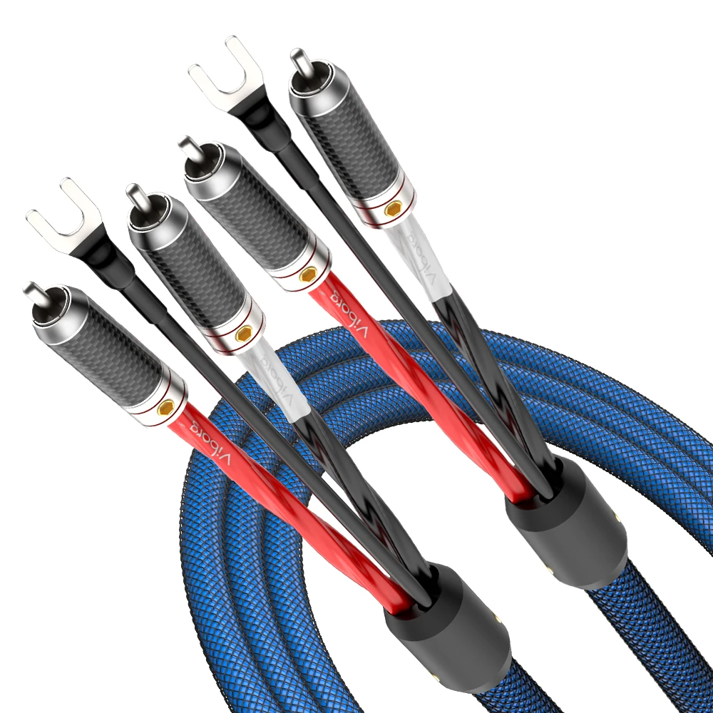 Cavo per bracciolo fono placcato argento 5N OFC di alta qualità da RCA a RCA da 2RCA a 2RCA Cavo per bracciolo di qualità audio premium