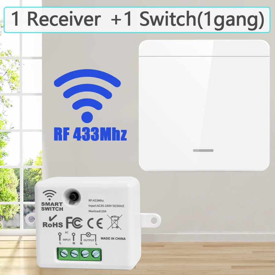 Drahtlose 433 MHz Smart Switch Licht 1/2/3Gang 86 Wand Panel Schalter mit Fernbedienung Relais Empfänger 10A 110 V 220 V Für LED Lampe