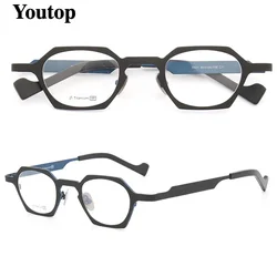 Women Pure Titanium Glasses Frames Men Optical Eyeglass Frames Classic Vintage Octagon Round Oval Rectangular Rx Eyewear Red