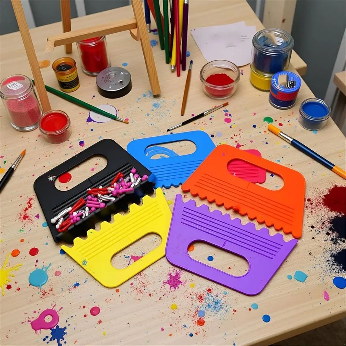 HITL Professional Art Scrape Tool Set - 4 Colors for DIY Painting, Plaster Work, and Textured Effects