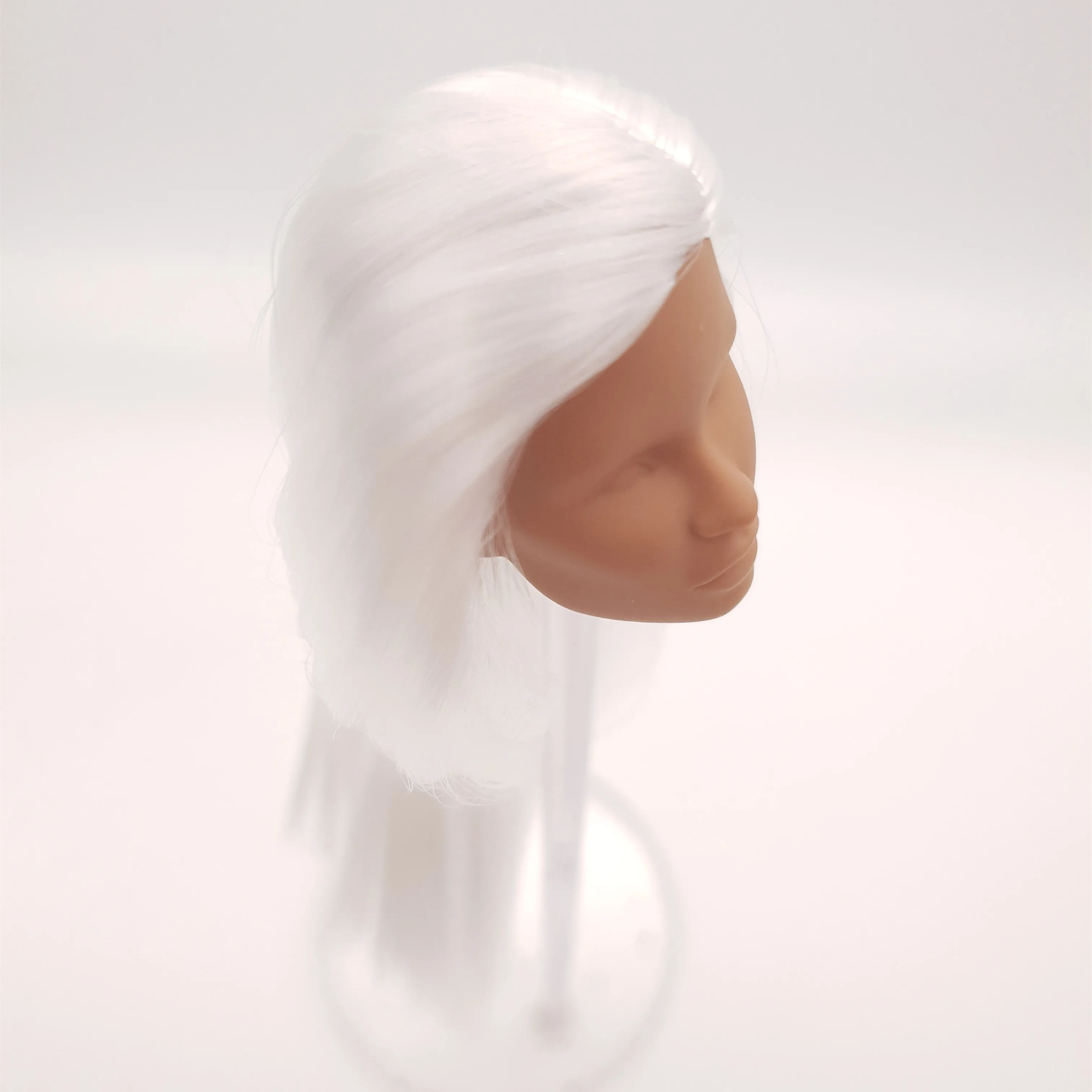 Fashion Royalty White Color Hair Reroot Light Honey Skin Dominique Makeda 1/6 Scale Integrity Blank Doll Head