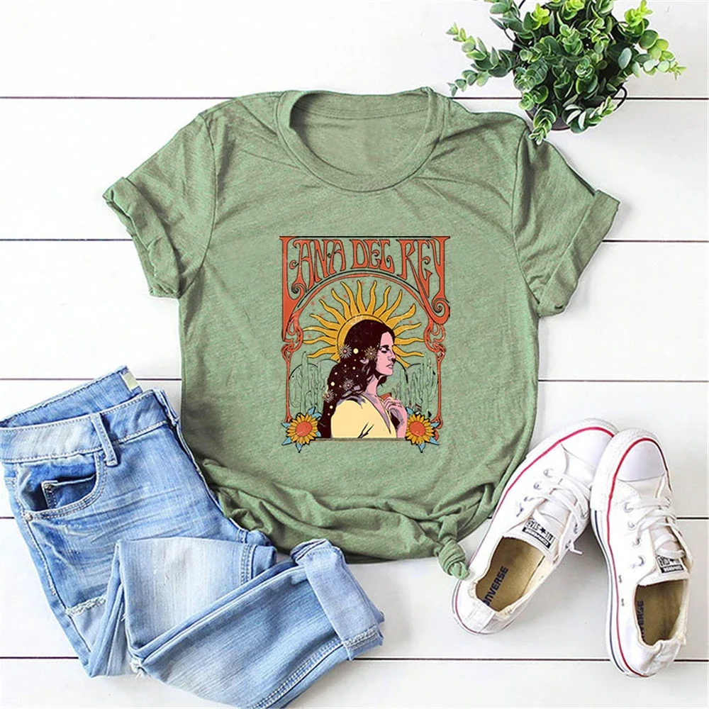 Camiseta Vintage de Lana Del Rey para mujer, camisa Retro de los 90, ropa de algodón, Harajuku, gráfico, regalos para fanáticos