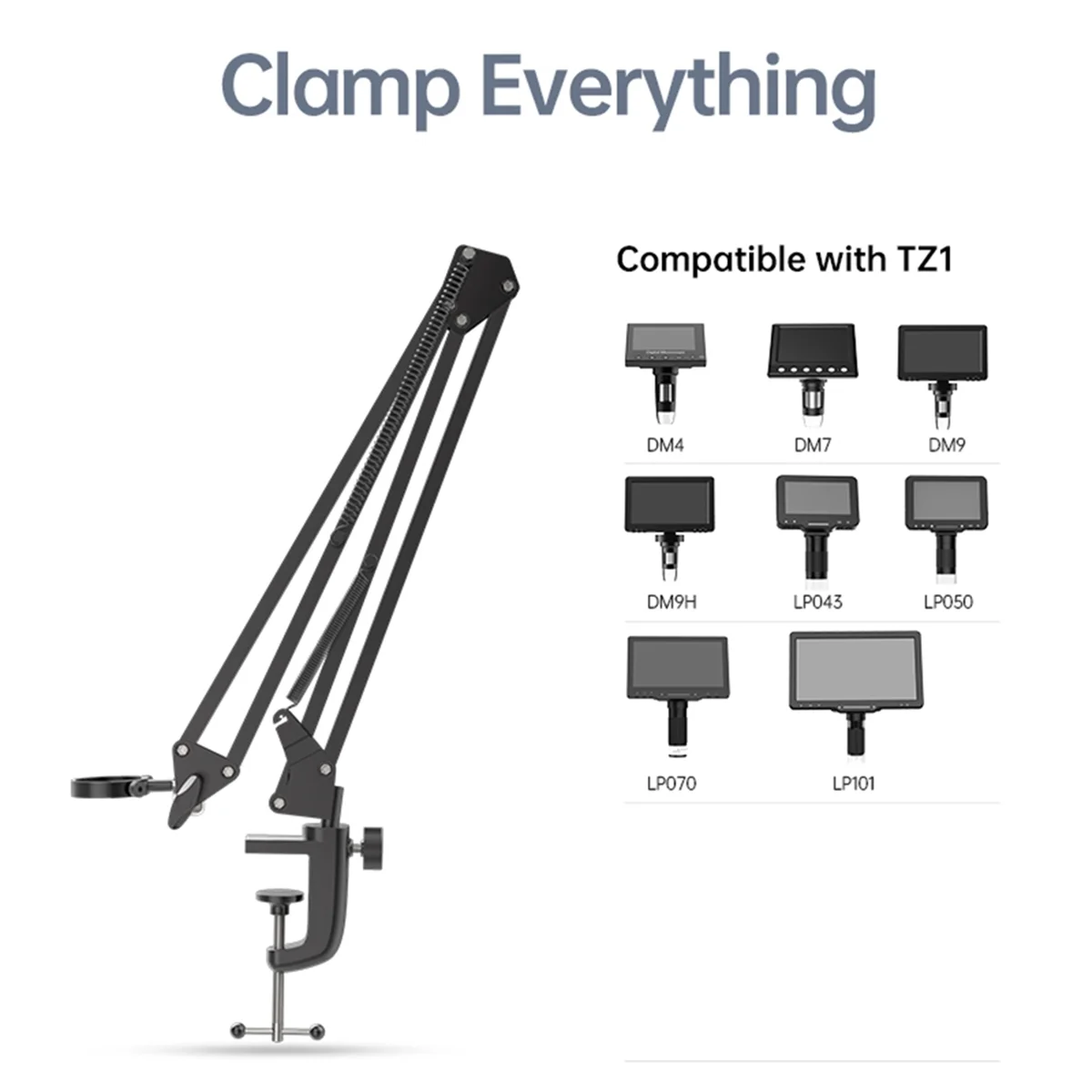ABVS RIEVBCAU Flexible Microscope Arm Stand,Adjustable Metal Bracket Coin Microscope Mount Compatible with DM4 DM7 DM9