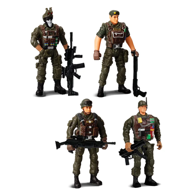 4Pcs/Set Soldier Command Mini Figures Action Modern Army Combat Game Figures Model Toys Military Plastic Soldiers Children Gift