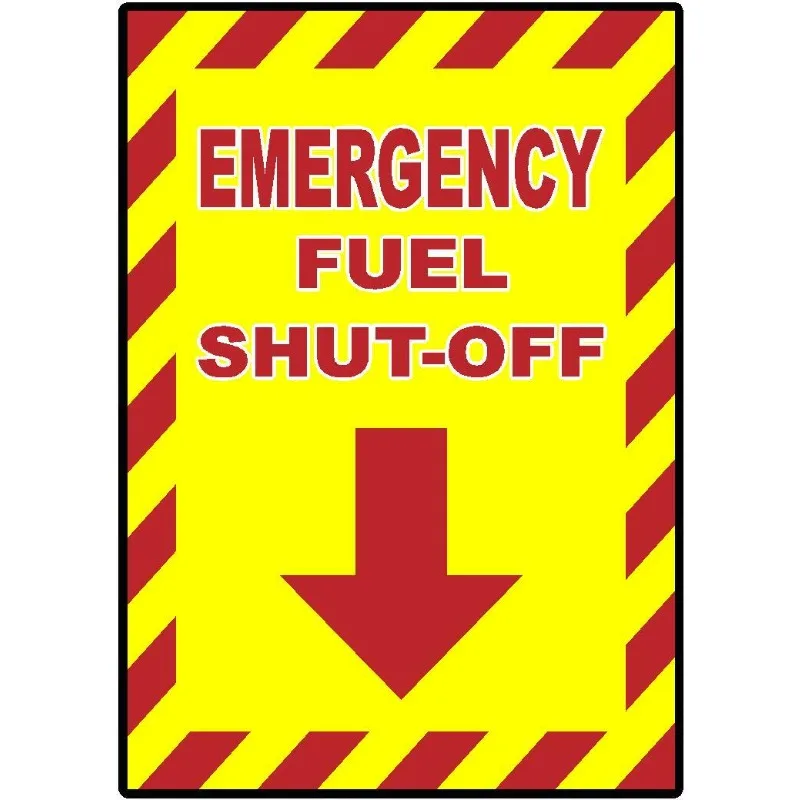 Emergency Fuel Shut-off Station Safety Warning Label 15CM Waterproof Scratch Resistant PVC Glue Sticker