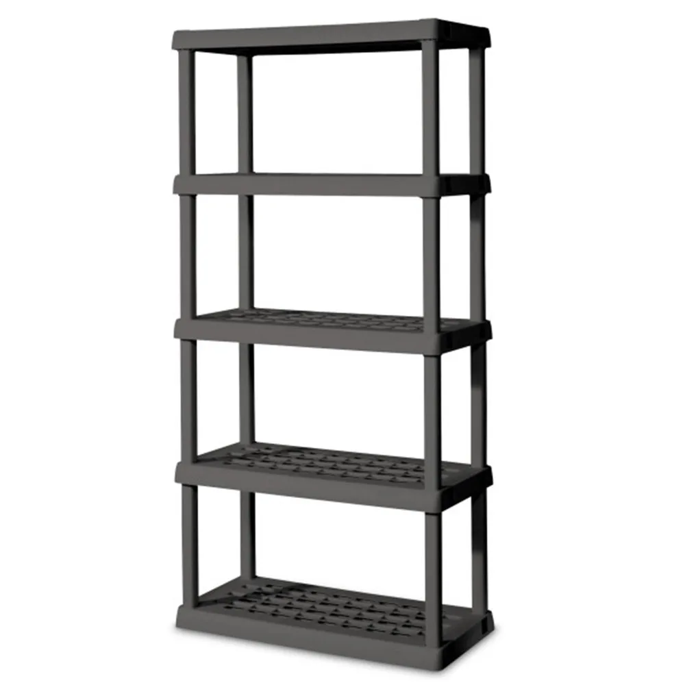 5 Shelf Unit, Heavy-Duty Plastic Utility Storage Rack, 4-Pack