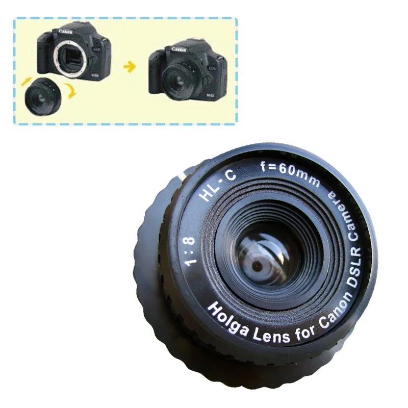 NEW Holga HL-C 60 mm f/8.0 Lens High quality professional level For Canon DSLR SLR Camera Black Parts Cameras Accessory