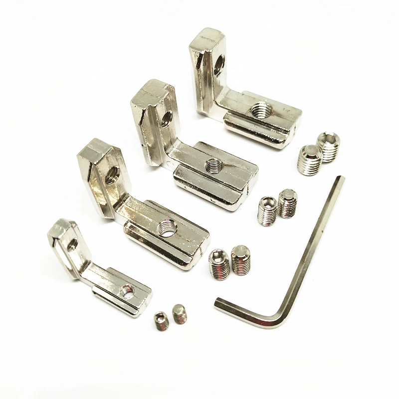 10PCS T Slot L-Shape Aluminum Profile Interior Corner Connector Joint Bracket for 2020 3030 4040 4545 EU Alu-profile with Screws