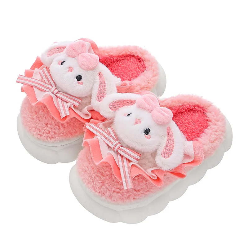 New Winter Child Cotton Slippers Girl Cute Keep Warm Velvet Sanrios Anime Figure Soft Kawaii Cartoon Home Cotton Slippers