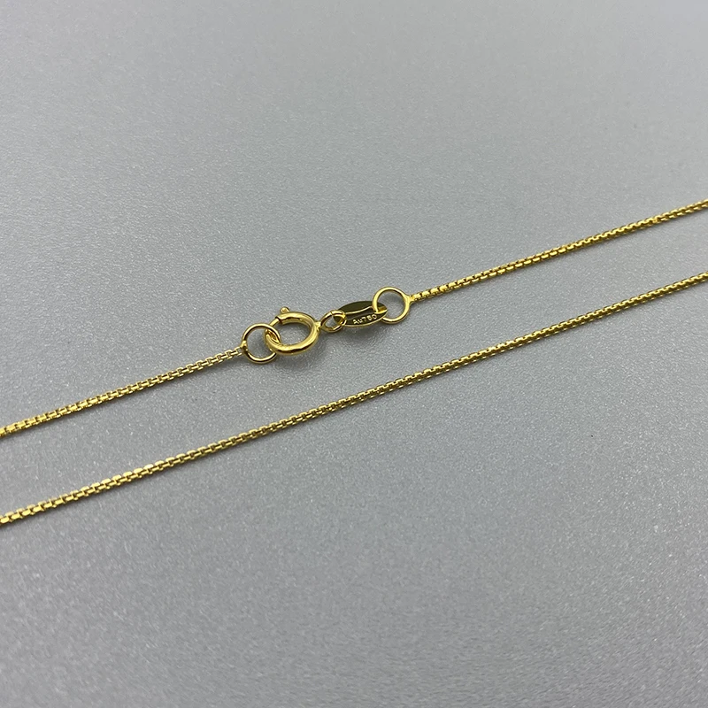 Sinya 18k Au750 Solid Gold Necklace Box Chain High Luster Good Quality for Women Ladies Girl DIY Jewelry Biggest Promotion