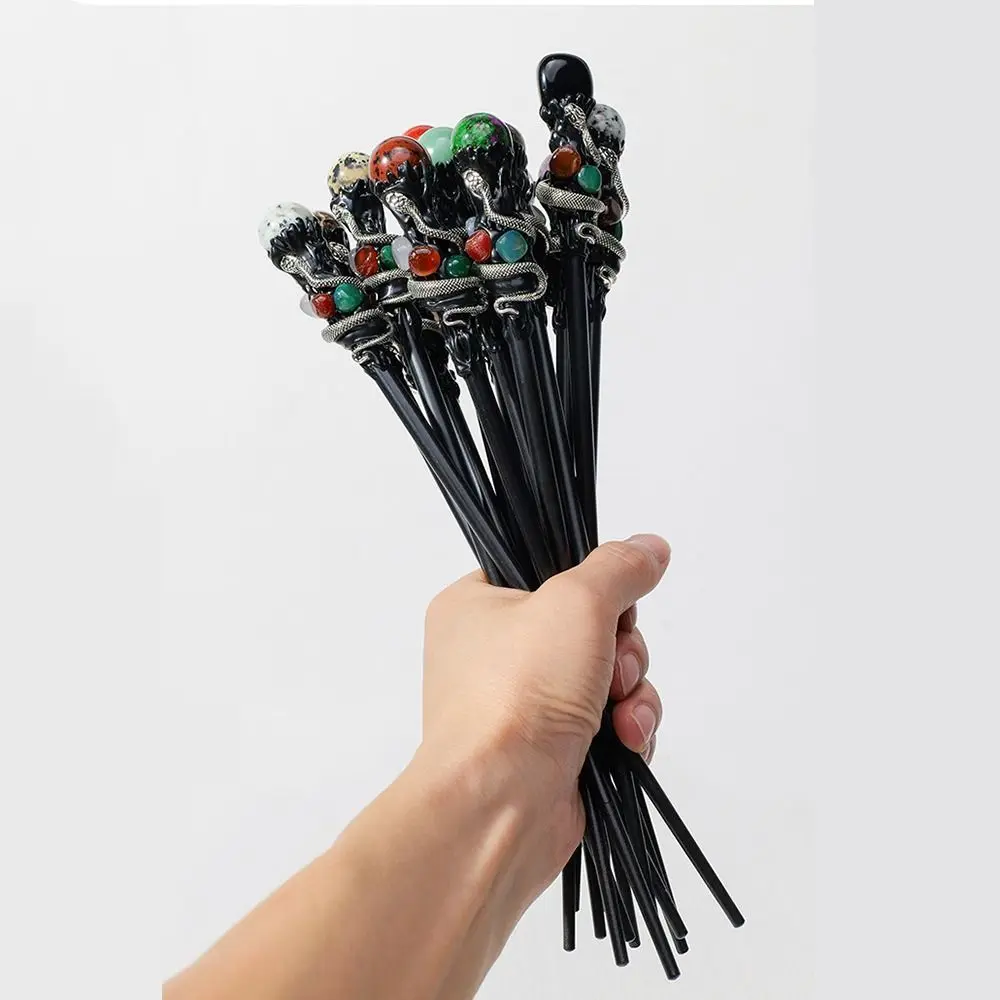 Party Props Creative Natural Crystal Magic Wand Witch DIY Crystal Magic Wand Portable Handcrafted Magic Cane Costume Accessory