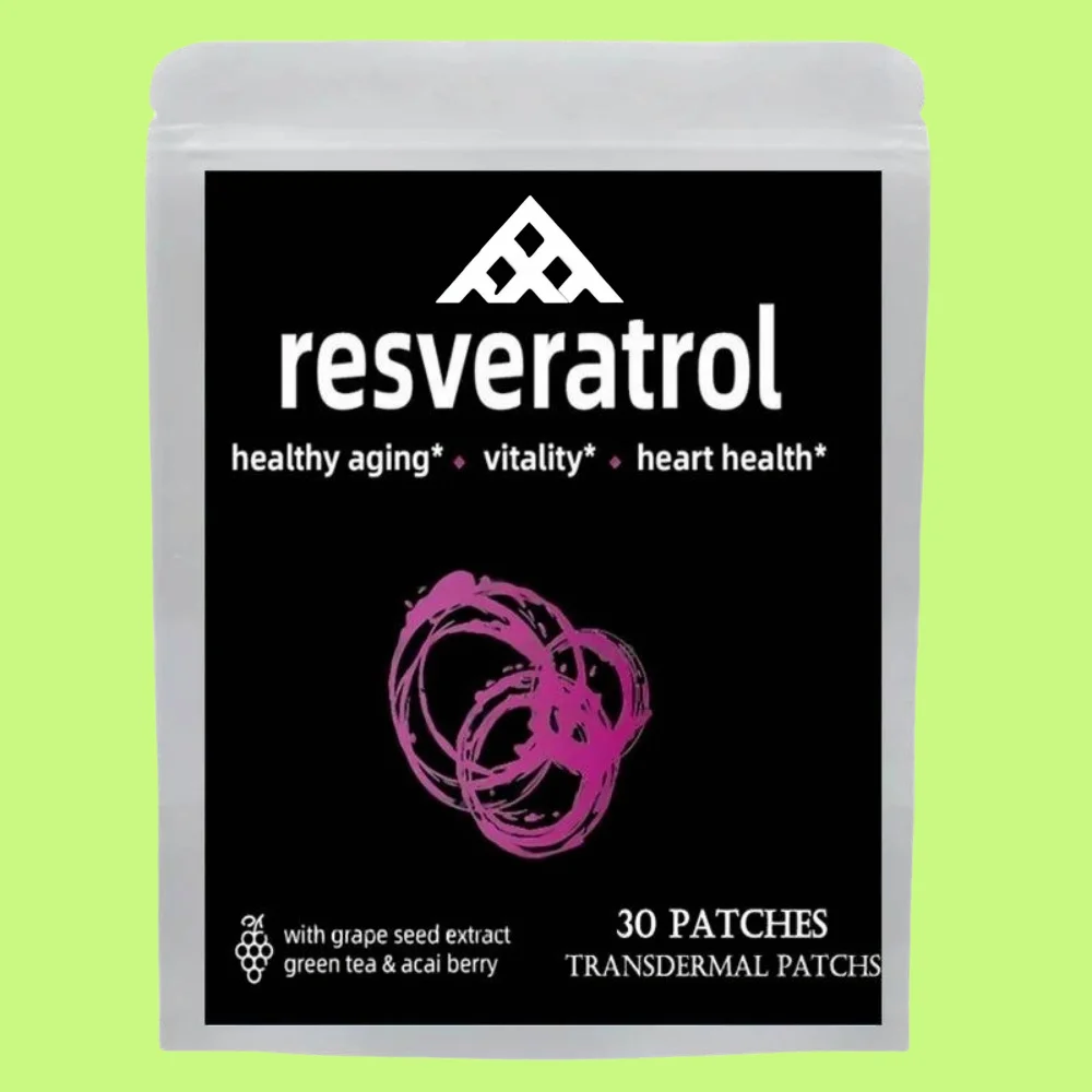 30 parches Resveratrol con extracto de semilla de uva, té verde y extracto de baya de Açaí, parche transdermico de máxima resistencia, antienvejecimiento