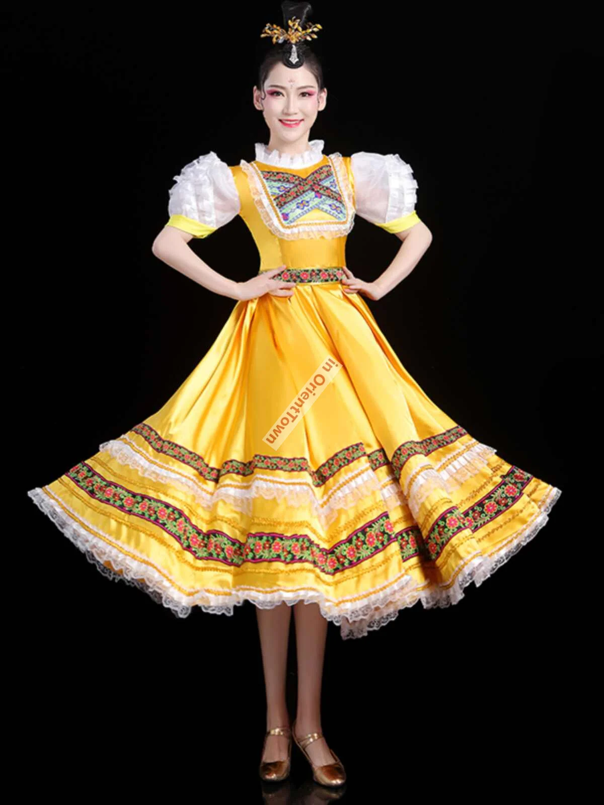 الروسية العرقية كرنفال حفل الافتتاح الملابس الرقص خادمة زي الكبار قصر المحكمة افتتاح أداء الرقص فستان كبير