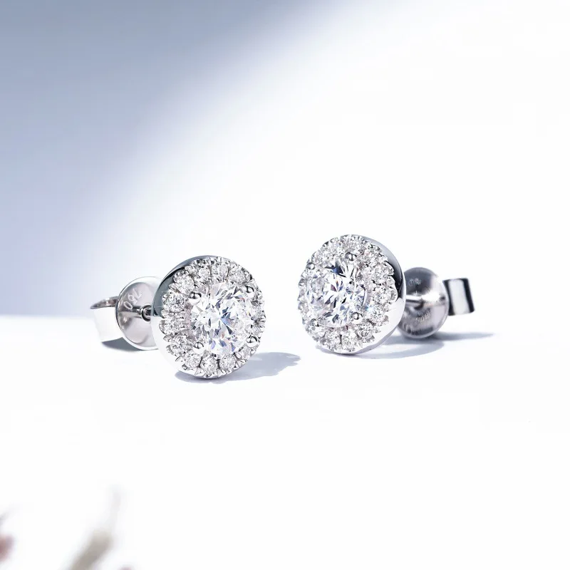 

Сияющие U S925 серебряные круглые серьги-гвоздики с высокоуглеродистыми бриллиантами и драгоценными камнями для женщин, ювелирные изделия, подарок на день рождения