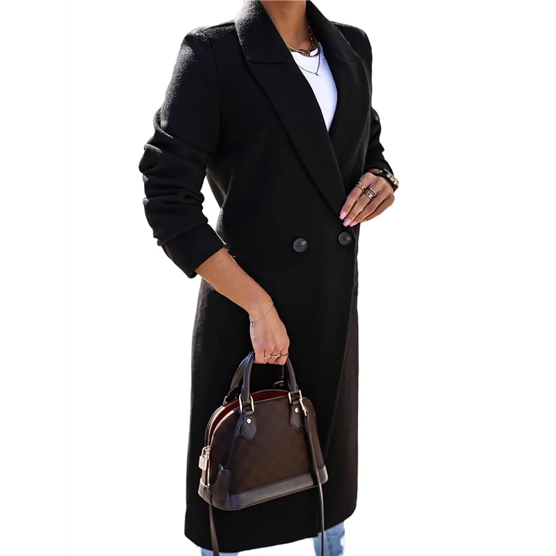 

ABRB-Women Long Wool Coats For Fall Winter Trench Coat Peacoat Double Breasted Blazer Jackets Overcoat