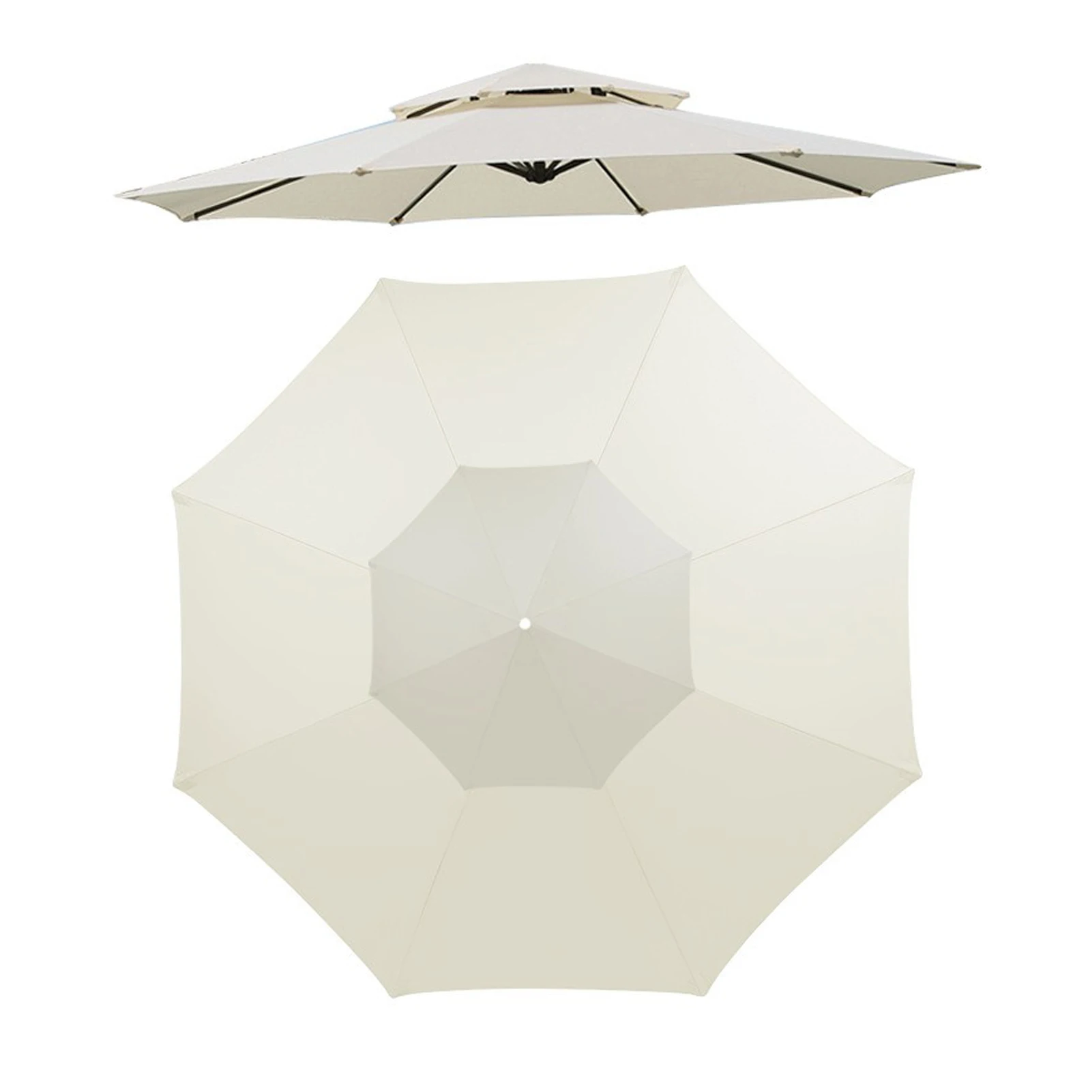 Dubbele Top Zonnescherm Paraplu Vervangingsdoek Binnenplaats Tuin Paraplu Vervanging Top Cover (Alleen Luifel)
