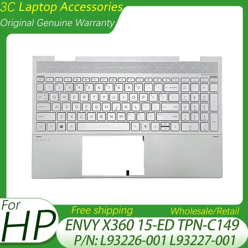 

Brand New Keyboard For HP ENVY X360 15-ED TPN-C149 Laptop Palmrest Case Cover with Keyboard Backlit L93226-001 L93227-001Silvery