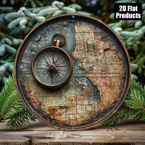 Vintage World Map Metal Wall Art, Aluminum Decorative Sign with Compass, Ideal for Home, Office, Bar, Kitchen, Living Room