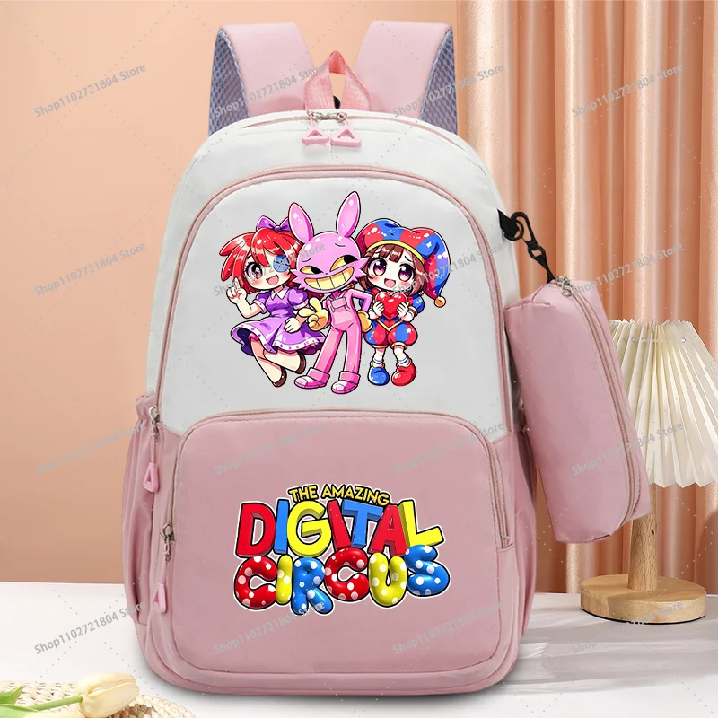 The Amazing Digitals Circus Large Capacity Backpacks with Pencil Case Anime Printed Schoolbag Students Book Stationery Backpack - view 3