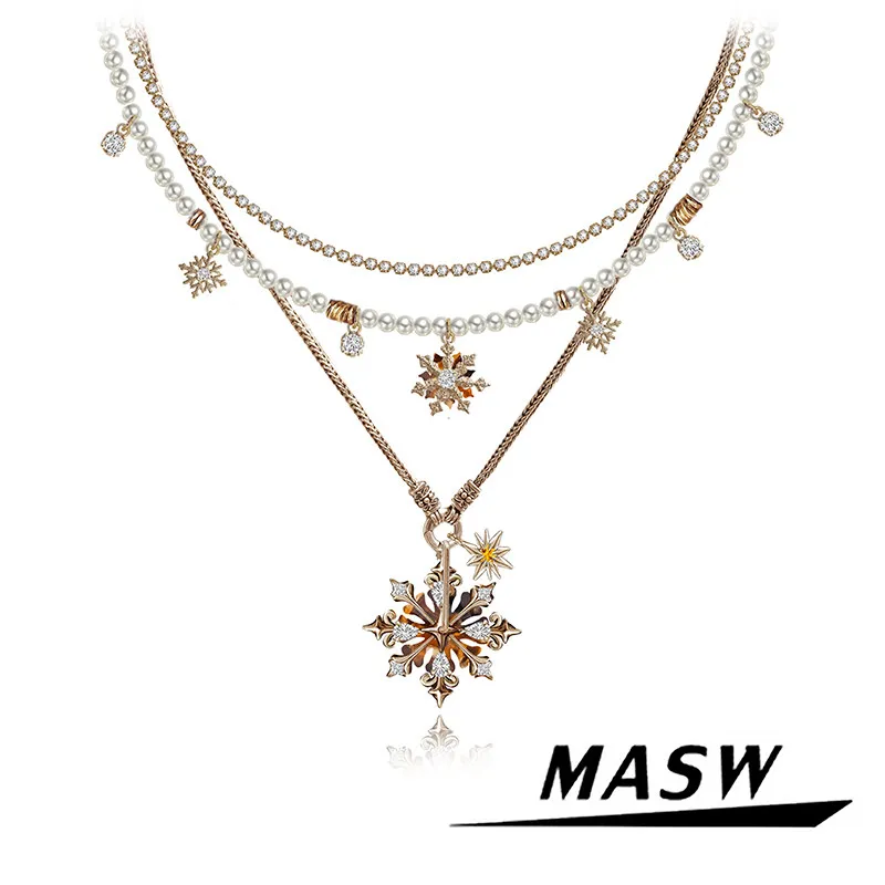 

MASW Original Design Simulated Pearl Pendant Necklace For Women Party Gifts Fashion Jewelry Hot Sale Popular Accessories