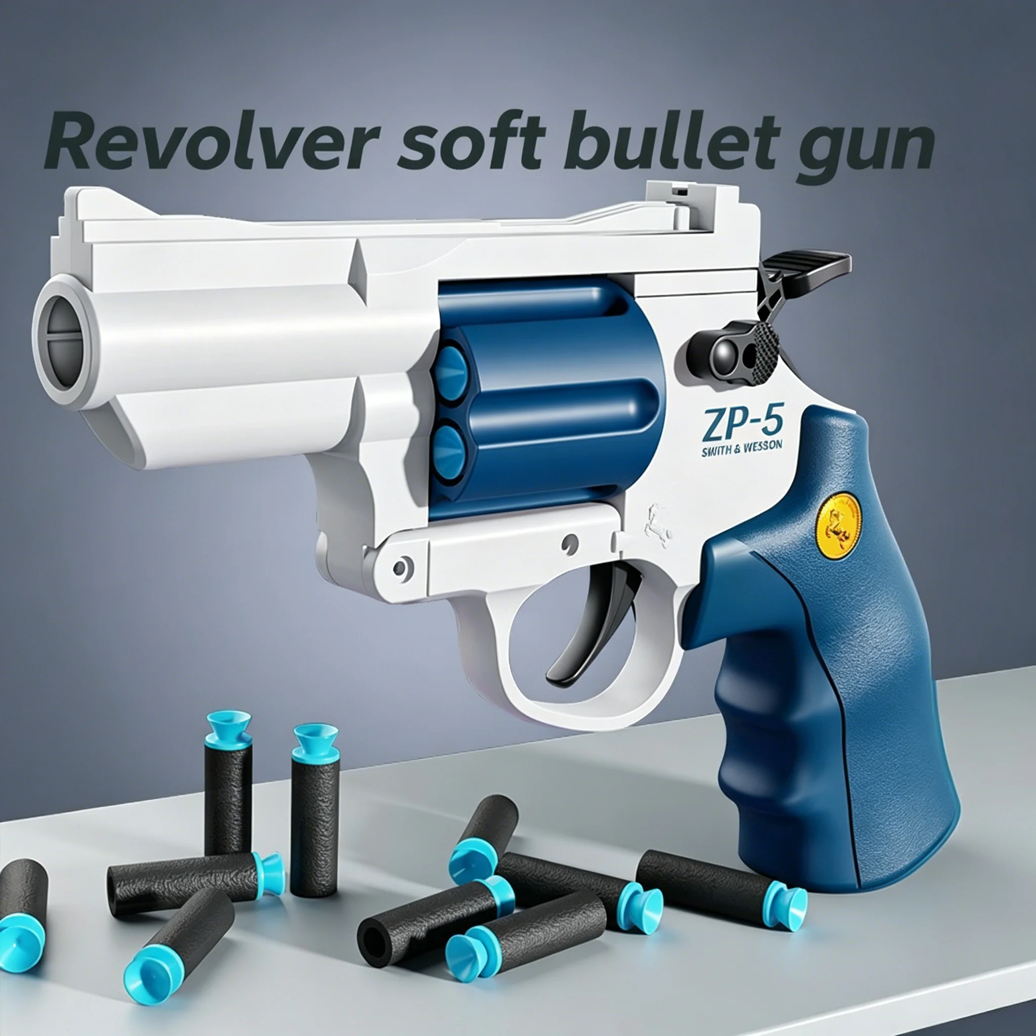 Continuous Fire Zp5 357 Revolver Launcher Toy Gun With Soft Dart Bullets For Cs Outdoor Game Fun Gifts For Kids And Adults