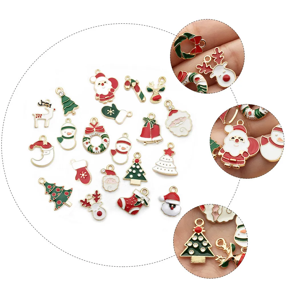 60Pcs Xmas Design Pendants Alloy Jewelry Making Charms for DIY Necklace Bracelet Earrings Craft Kits Skin Friendly No Fade