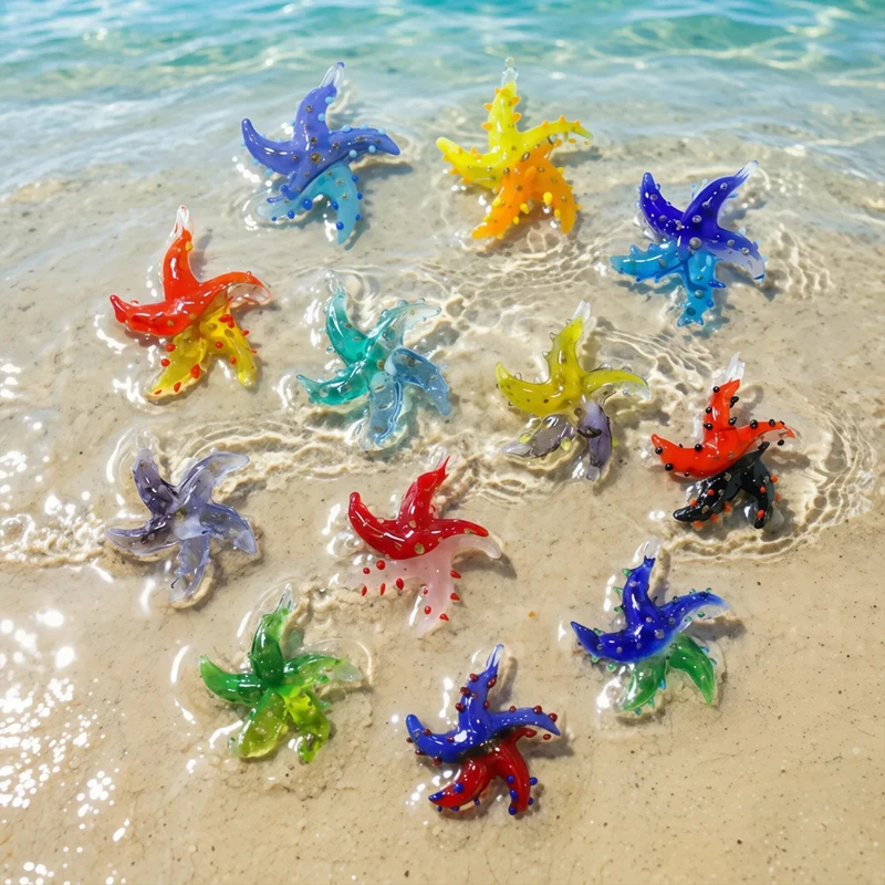 Marine Aquarium & Regional Centre Photos - ミニガラスヒトデペンダント カラフル可愛い 手工芸製作 DIYジュエリーネックレス作り素材 水族館海洋生物装飾小物 アクセサリー部品