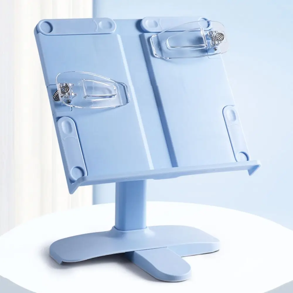 Adjustable Angle Height Desk Books Stand Folding with Page Clip Cooking Bookstands Ergonomic Extendable