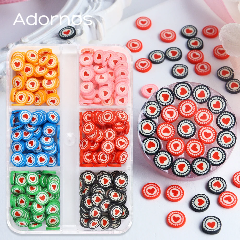 Cute Love Heart Sugar Polymer Clay Slices Resin Shaker Fillers DIY Accessories Valentines Day Gifts Crafts Handmade Decorations