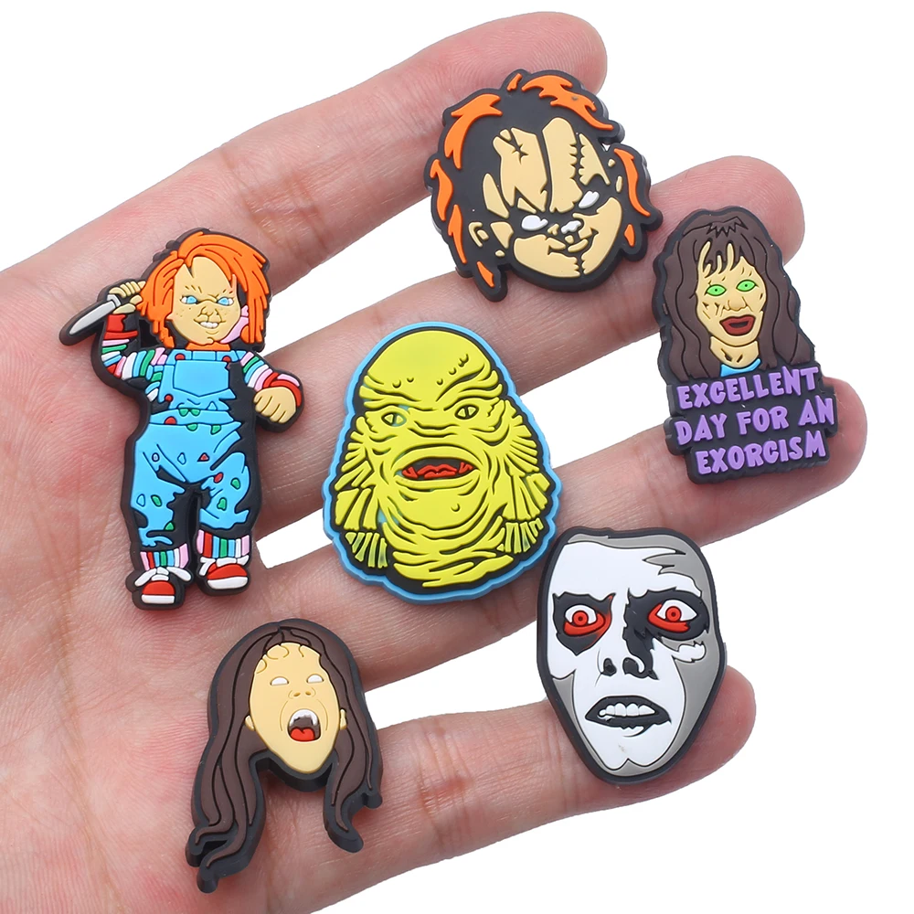 1pcs Halloween Horror Movie Exorcist shoe Charms Designer for Shoe Accessories for Classic Clog Kids Gift Hot Sale