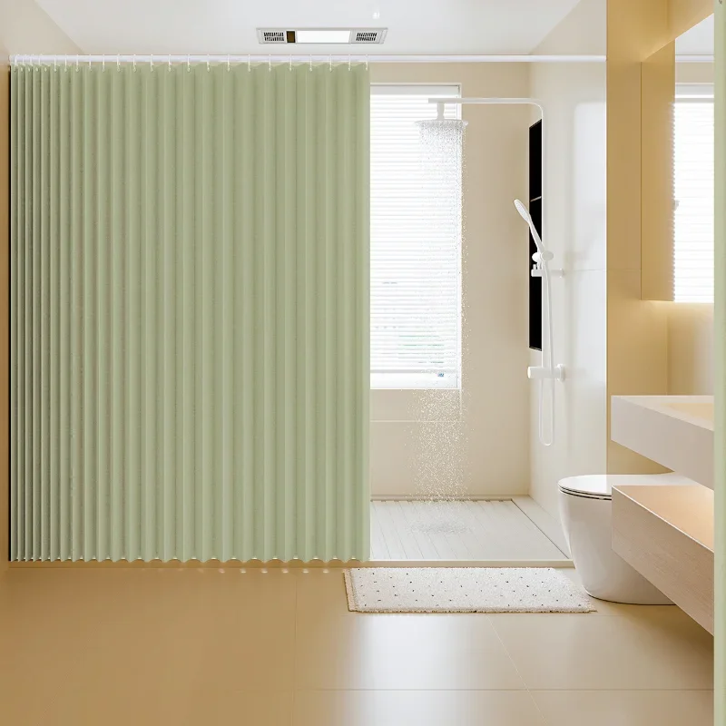 1PC Folding Curtain Series Shower Curtain Is Suitable for Bathroom Waterproof Shower Dry and Separation Partition Curtain