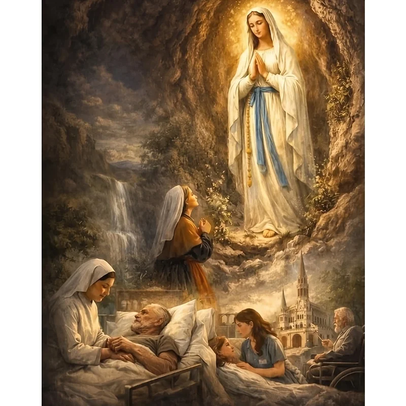 

500/1000/1200/2000PCS Puzzle Our Lady of Lourdes Appears Jigsaw Religious Art Religious Home Decoration Ideal Christian Gift