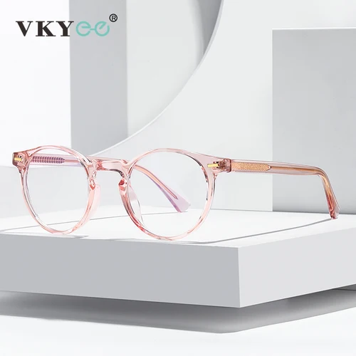 Imagen 2 del producto VICKY, gafas de lectura redondas con luz azul, montura de gafas para mujer, gafas Retro de plástico de titanio antiluz azul para ordenador