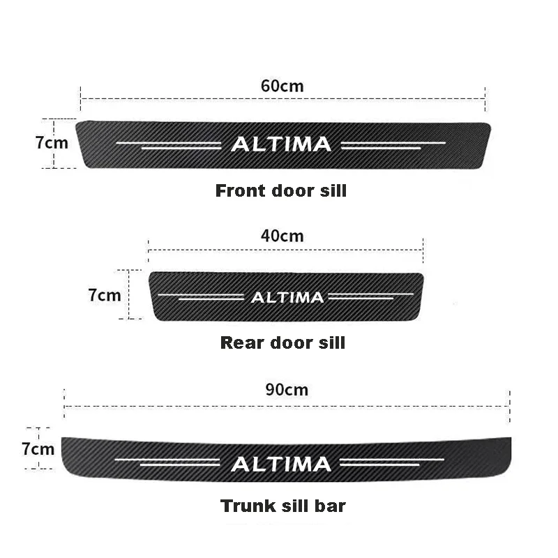 For Nissan Altima 2017 2018 2019 2020 2021 Carbon Fiber Car Door Threshold Sill Protector Trunk Rear Stickers Car Accessories