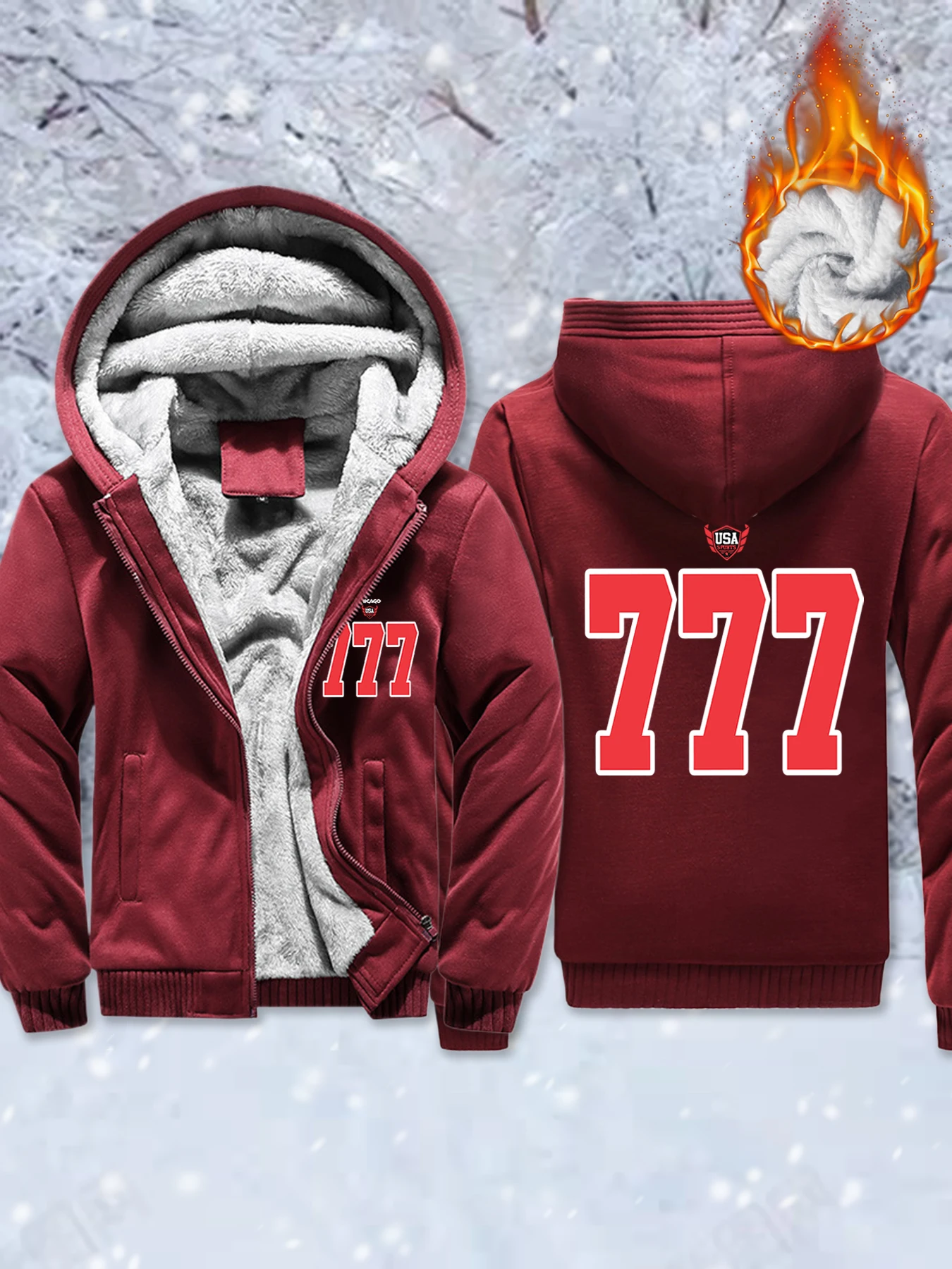 

Новые мужские флисовые модные куртки с принтом Chicago, США, номер 777, базовая зимняя толстовка с капюшоном, утепленное теплое пальто, удобная спортивная одежда на молнии