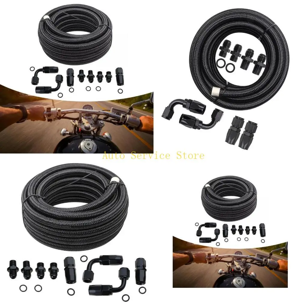 

462A 15Ft 6AN Braided Transmission Coolers Hose Line for 4L60E 4L65E Automobile 6AN Steel Braided Cable