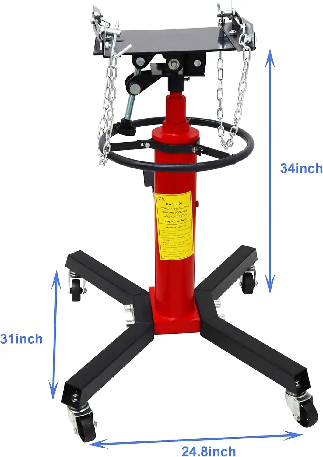 แม่แรงไฮดรอลิกแบบ 2 ขั้นตอน พร้อมหมุนได้ 360 องศา ° ล้อหมุน แจ็คยกแบบยืดหดได้ ปั๊มเดี่ยว 1300 ปอนด์