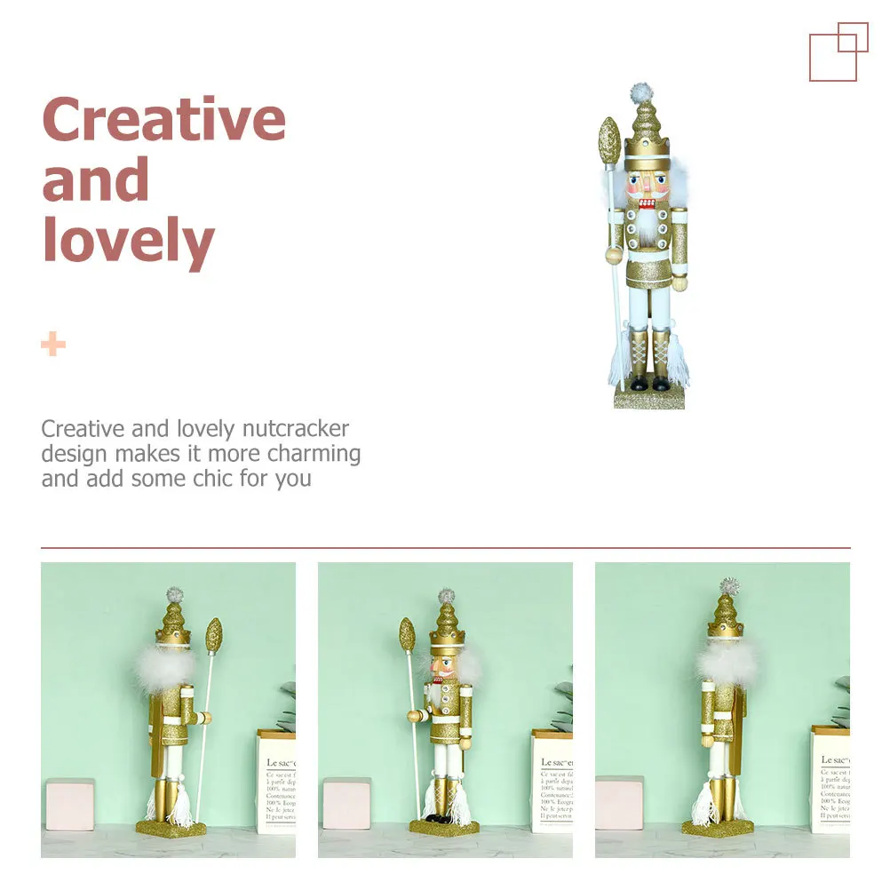 

Creative Christmas Decoration Wooden Xmas Tabletop Ornament Home Office Party Gift Wood Craft Xmas Nutcracker Figures Desktop
