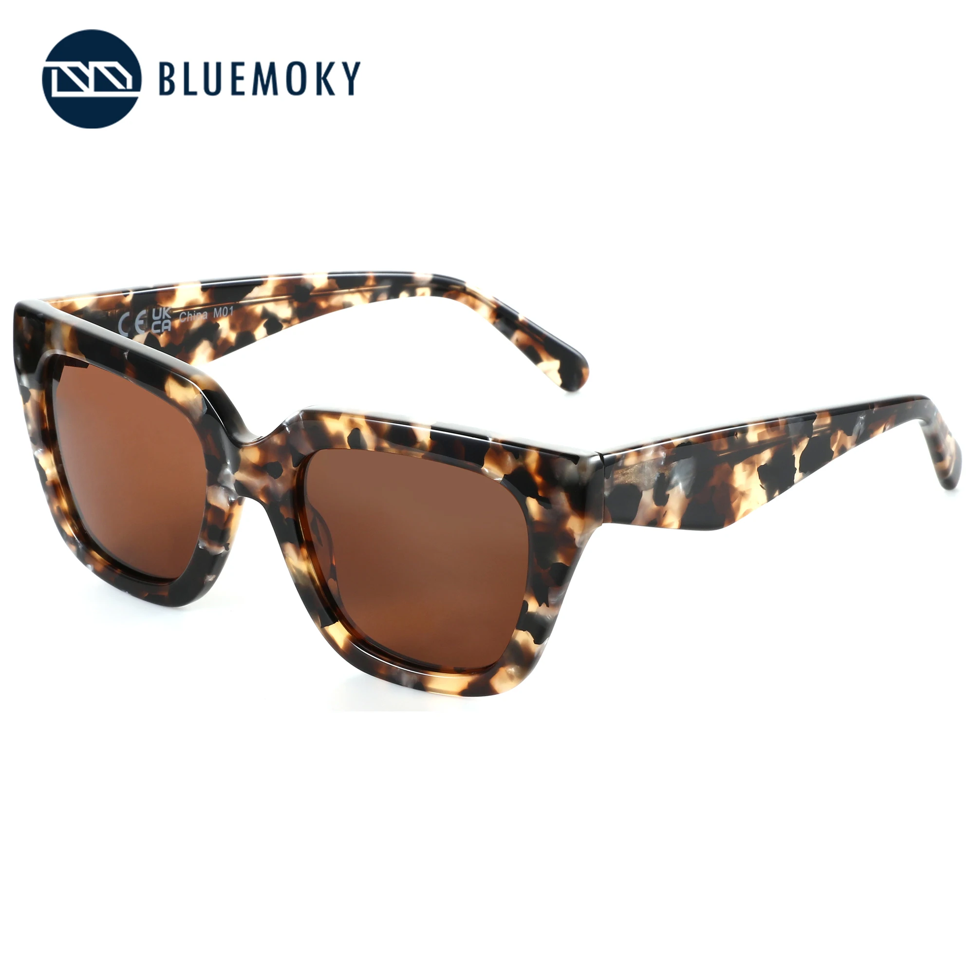 

BLUEMOKY Fashion Sunglasses Polarized UV Protection For Ladies Printing Butterfly Design Square Acetate Frame