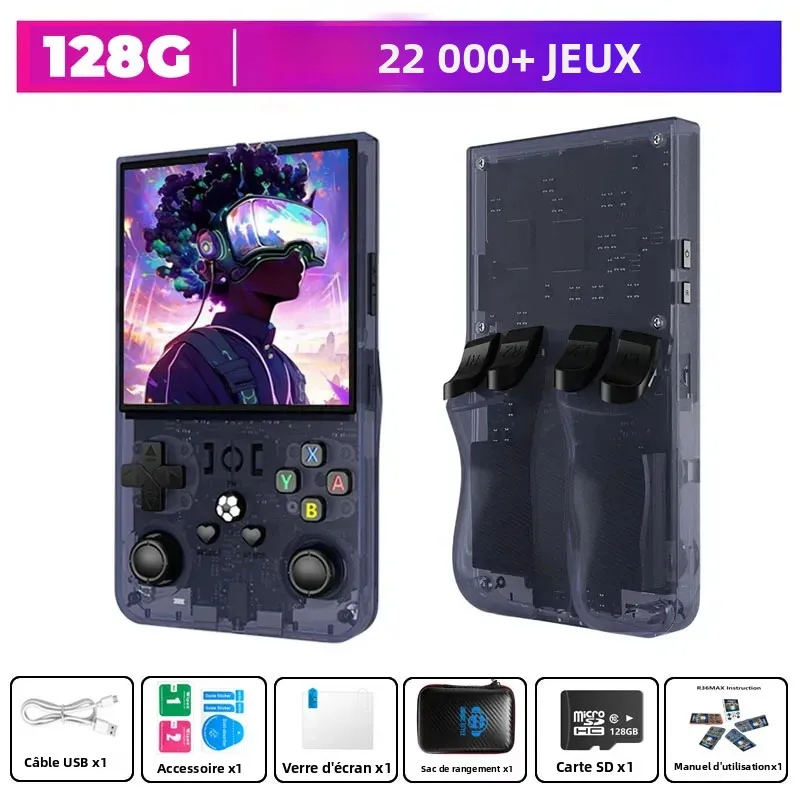WDYQJE Console de jeu portable R36MAX rétro Console de jeu Portable système Linux 4 ''écran IPS R36 lecteur vidéo de poche Portable