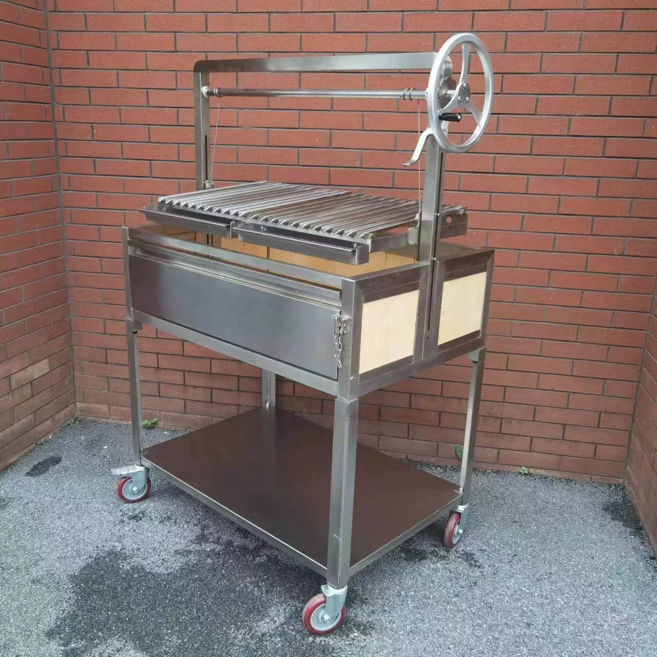 Wood Charcoal Ratchet and Pawl Lift System Stainless Steel Firebricks Asado Parrilla/ Santa Maria / Argentine Grill GK1000AL
