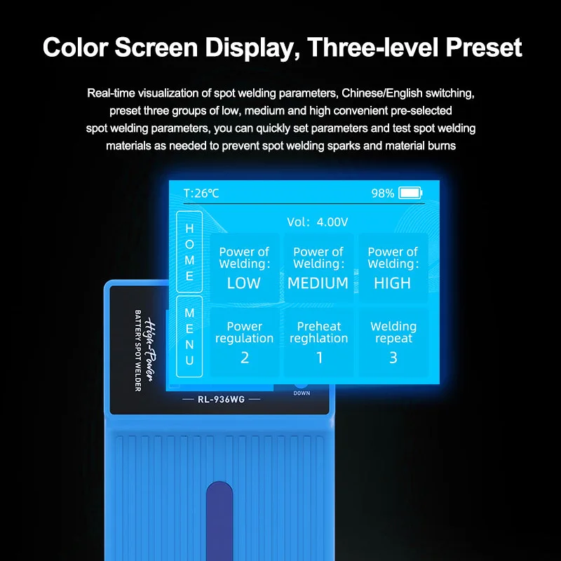 RELIFE RL-936WG Battery Spot Welder with Adjustable Full-parameter Color Screen High Power 650A Spot Welding Machine