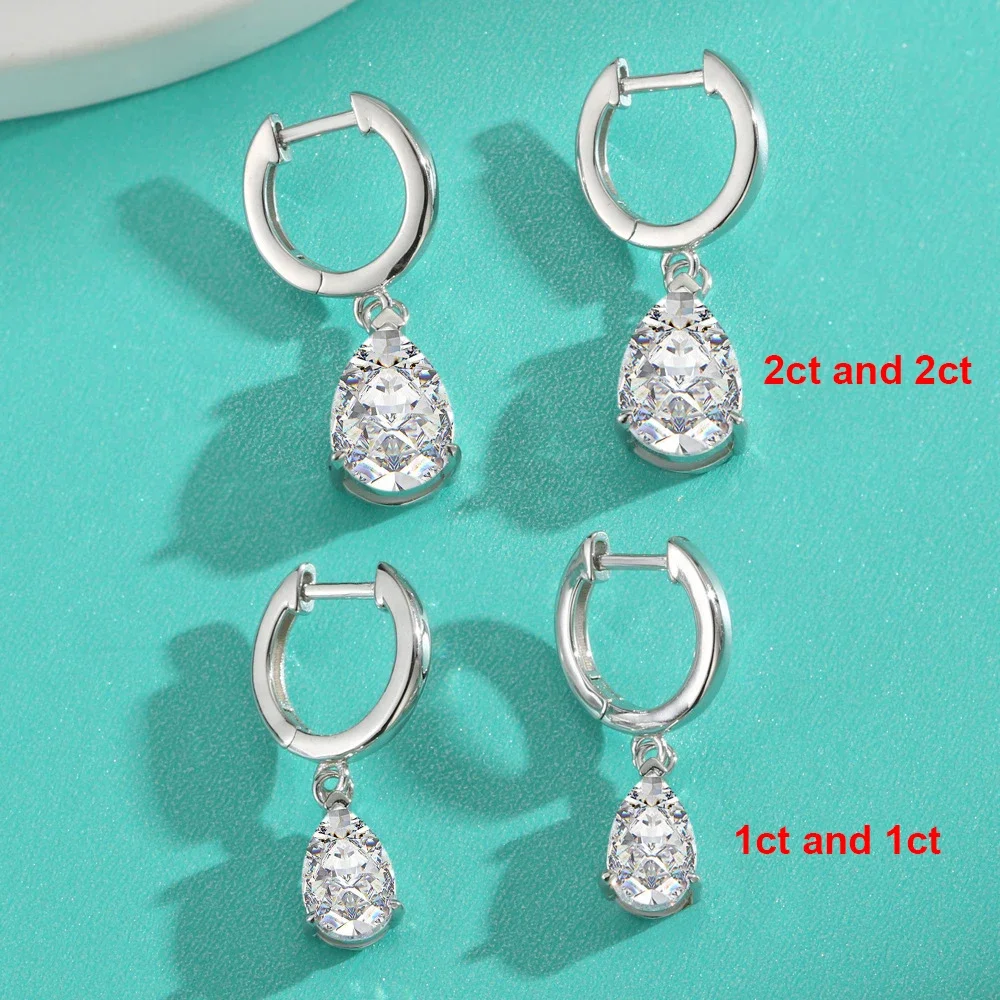 1/2Carat Pear Cut Moissanite Drop Earrings for Women D Color VVS Diamond 925 Sterling Silver Stud Earring Wedding Fine Jewelry