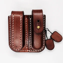 Hand Made Genuine Leather Double Belt Case Pouch for 58mm Victorinox Classic SD SAK and Nail Clipper